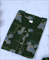 Green Rayon Block Print Kurti